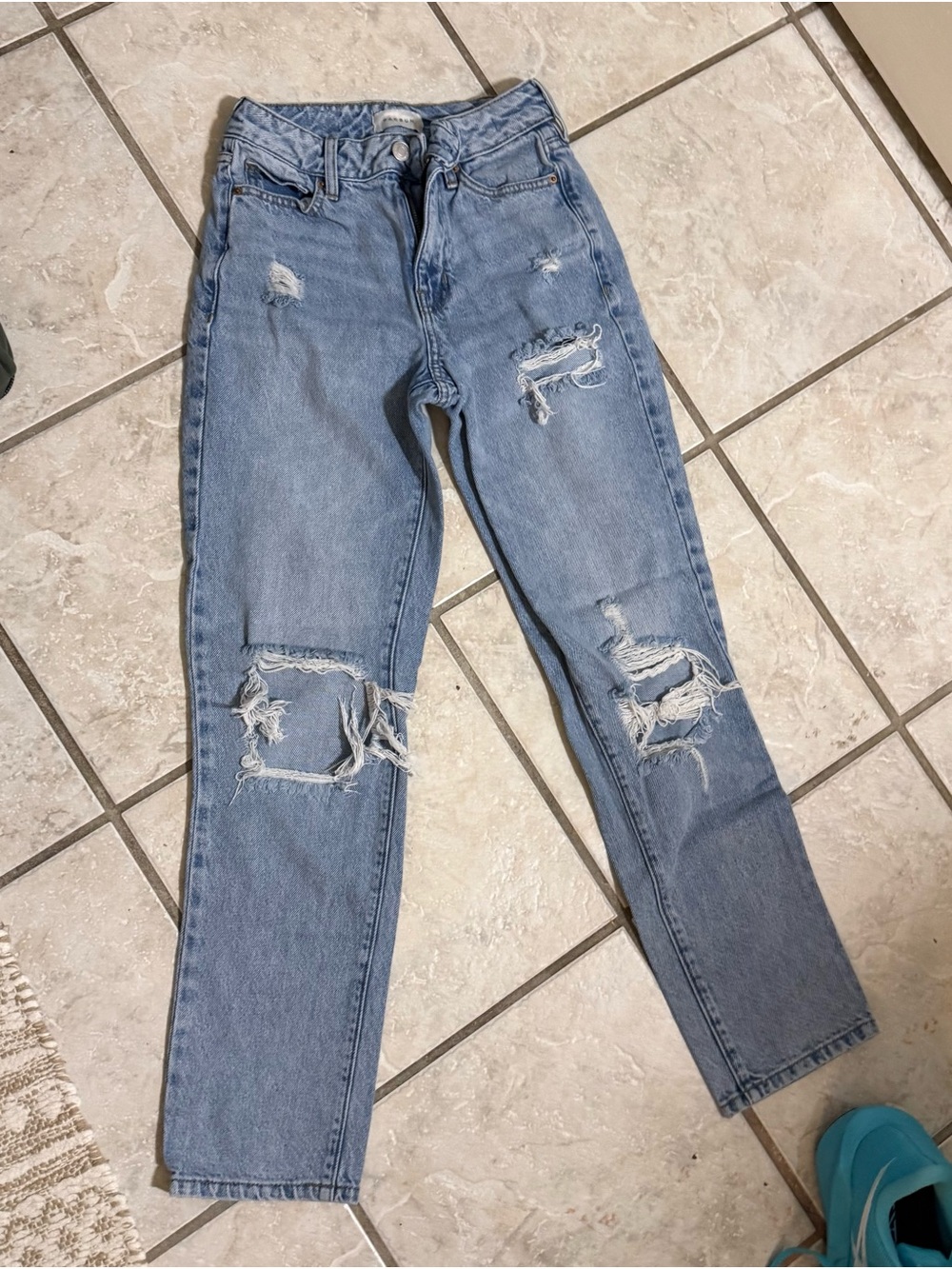 PacSun Light Blue Distressed Straight Leg Jeans